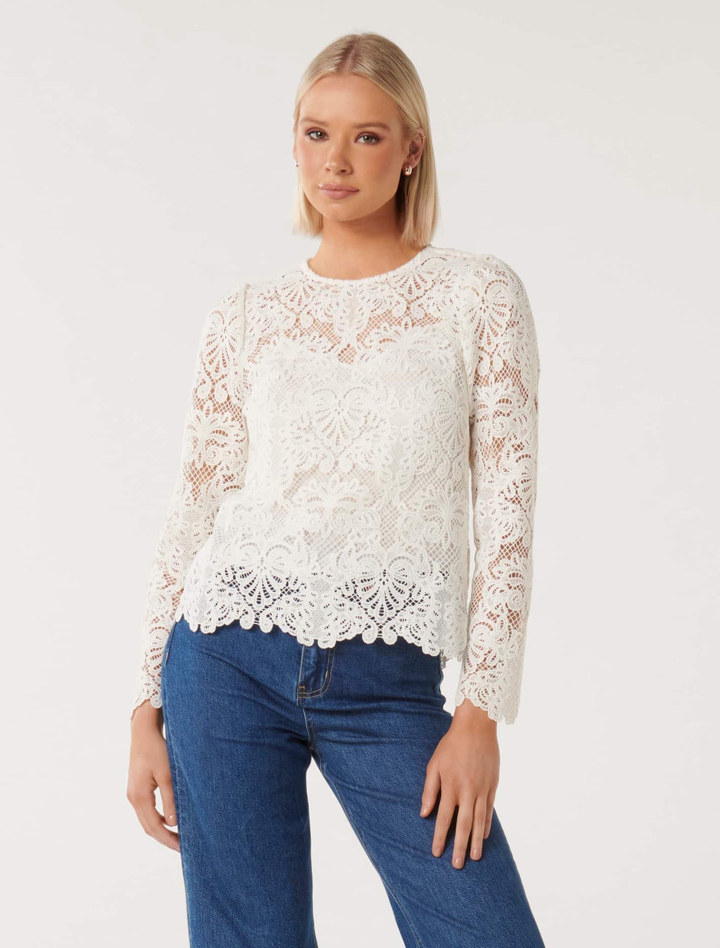 Lucille Lace Shell Top Porcelain | Forever New