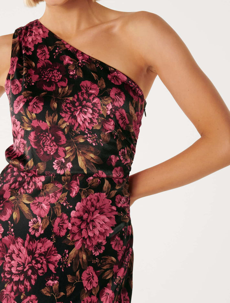 Cooper Asymm Satin Midi Dress Forever New