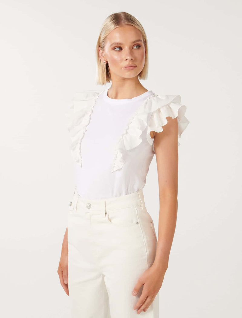 Alice Ruffle Sleeve T-Shirt Forever New