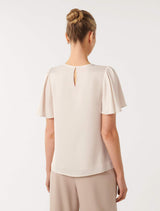 Wanda Woven Flutter T-Shirt Forever New