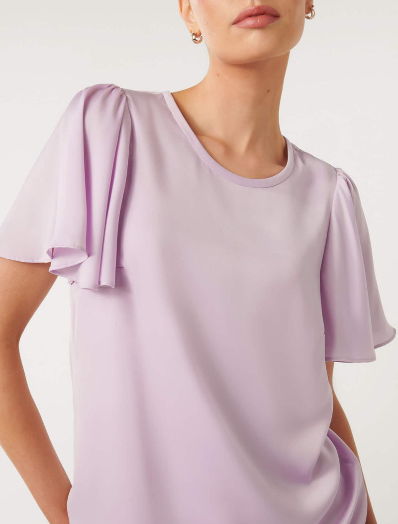 Wanda Woven Flutter T-Shirt Forever New