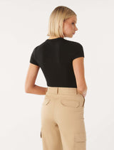 Abigail Wide Rib Neck T-Shirt Forever New