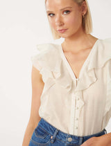 Roma Ruffle Button Through Blouse Forever New