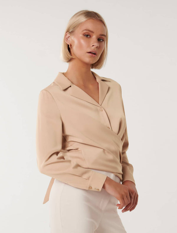 Shelby Satin Tie Wrap Blouse Forever New