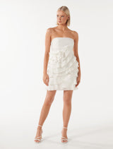 Mimi Ruffle Rosette Mini Dress Forever New