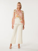 Estelle Placement Print Raglan Blouse Forever New