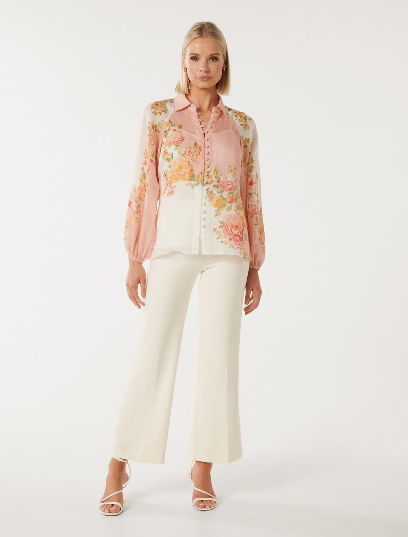 Estelle Placement Print Raglan Blouse Forever New