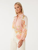 Estelle Placement Print Raglan Blouse Forever New