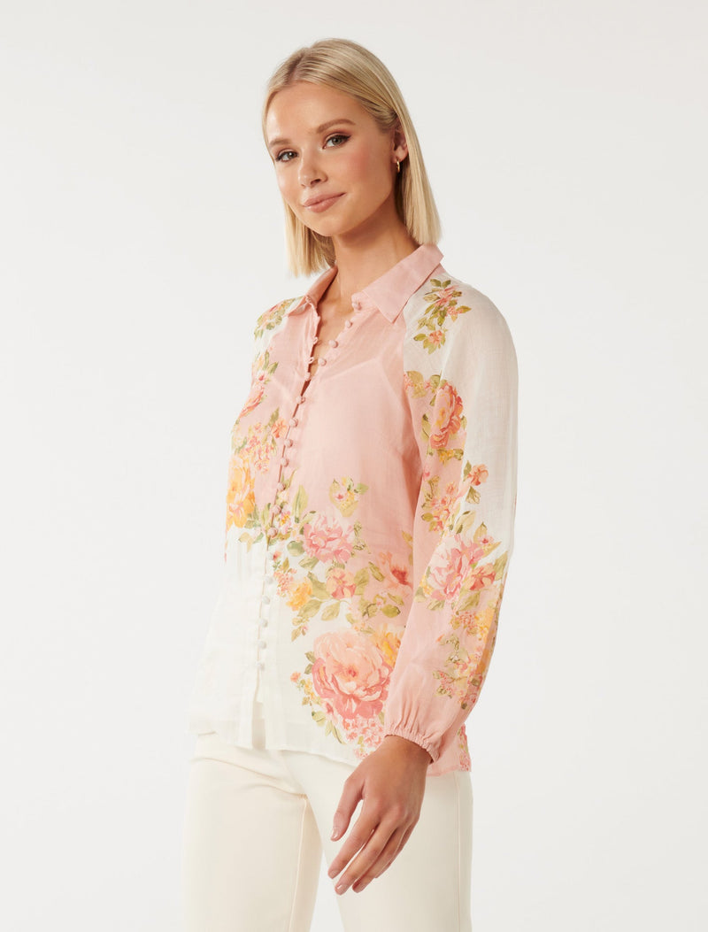 Estelle Placement Print Raglan Blouse Forever New