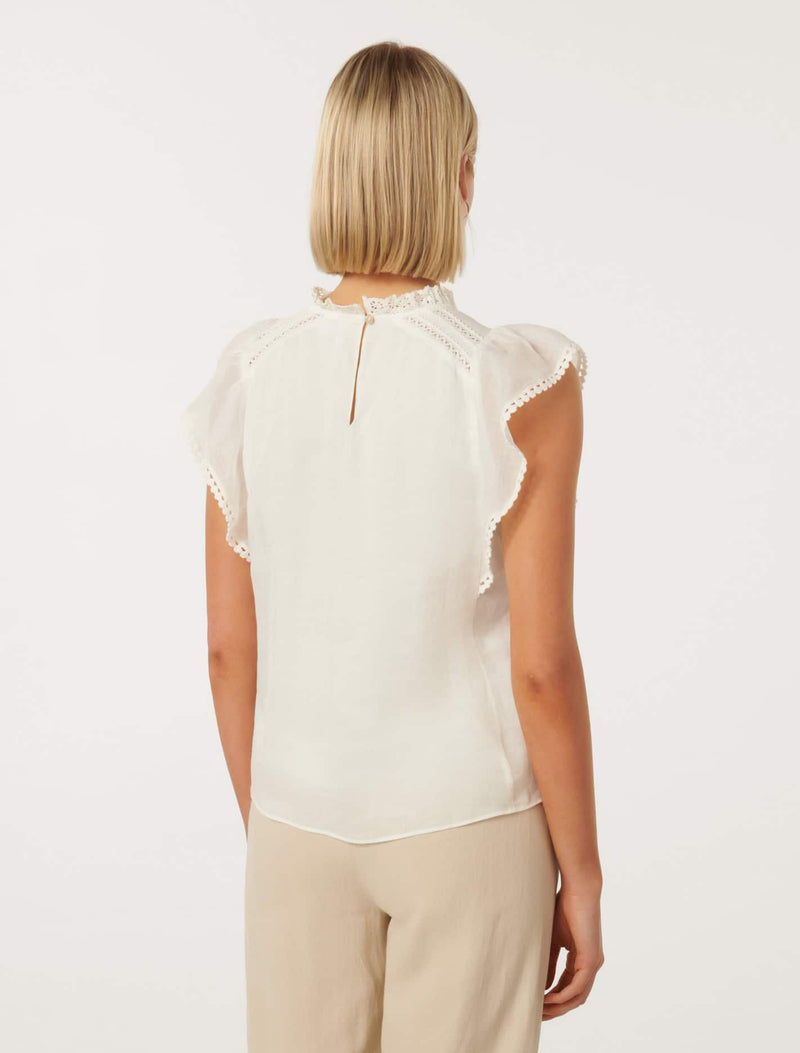 Addison Trim Spliced Rami Blouse Forever New