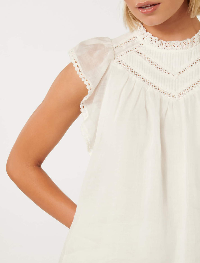 Addison Trim Spliced Rami Blouse Forever New