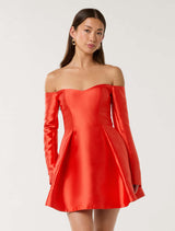 Annie A-Line Mini Dress Flame Scarlet Forever New