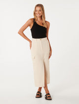 Ronnie Linen Cargo Midi Skirt Forever New