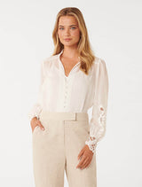 Aria Lace Mix Blouse Forever New