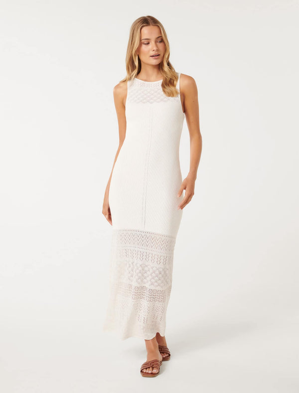 Adele Pointelle Knit Dress Forever New