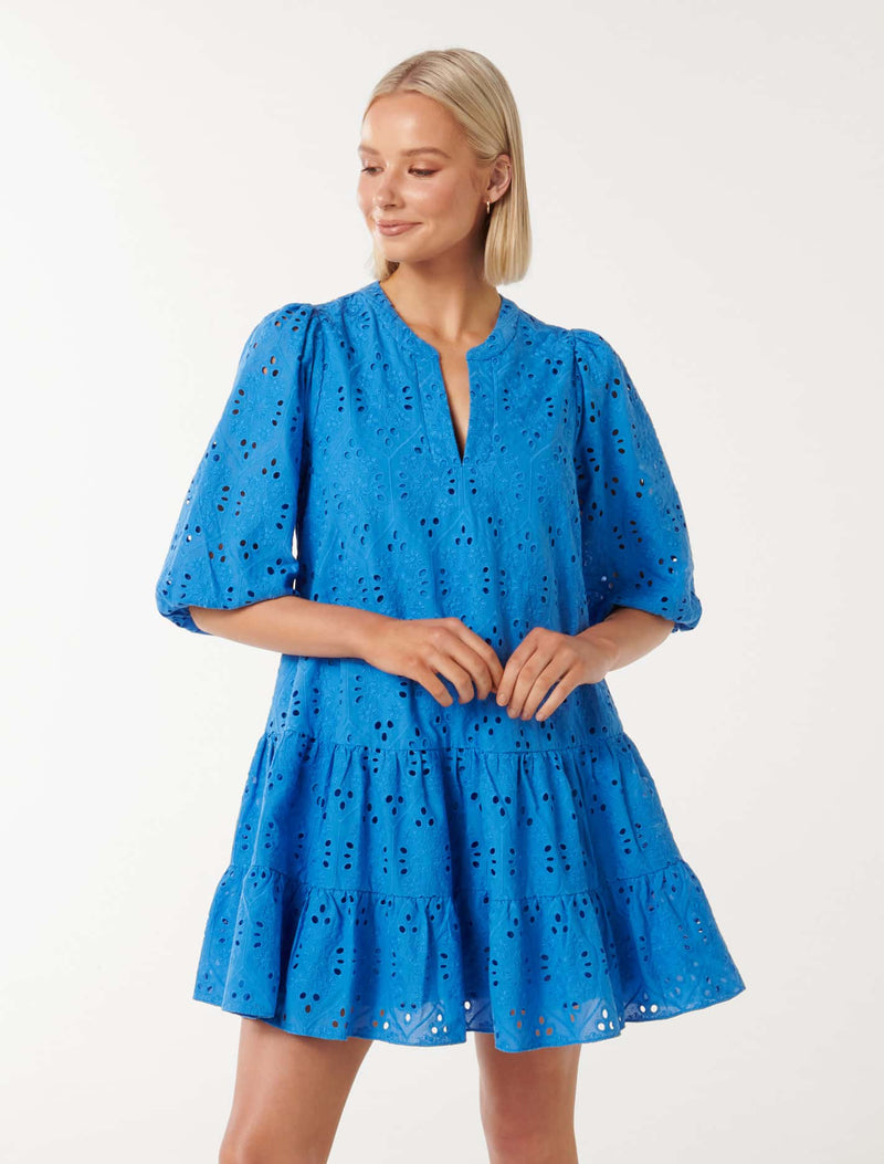 Palermo Broderie Smock Mini Dress Forever New