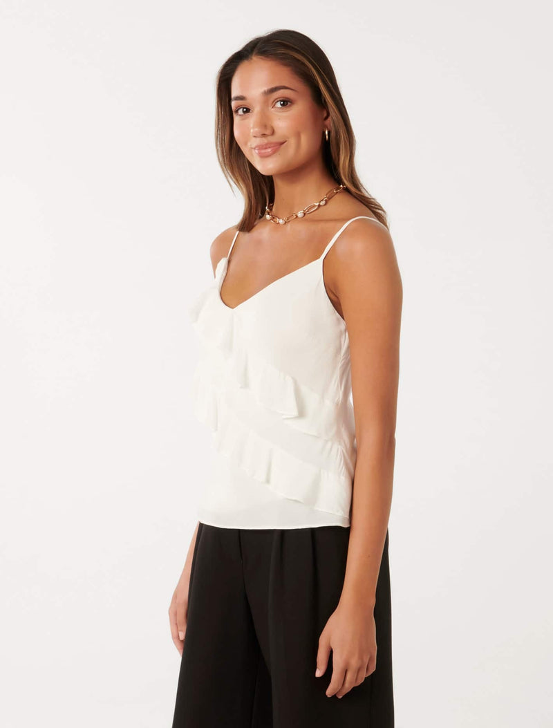 Bradshaw Petite Bias Ruffle Cami Top Forever New