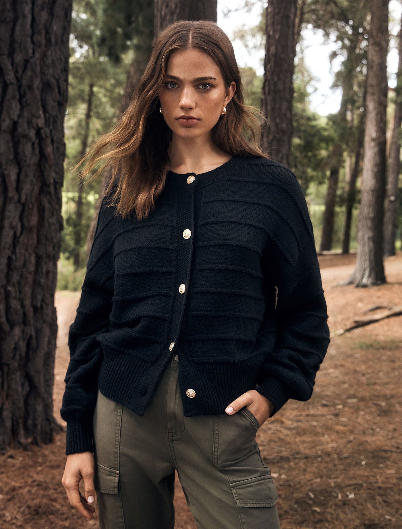 Monroe Cropped Knit Cardigan Black | Forever New Monroe Cropped Knit Cardigan Black | Forever New
