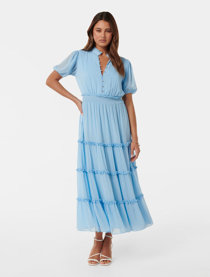 Nora Frill Tier Midi Dress Forever New