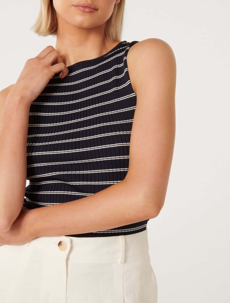 Millie Stripe Boatneck Tank Top Forever New