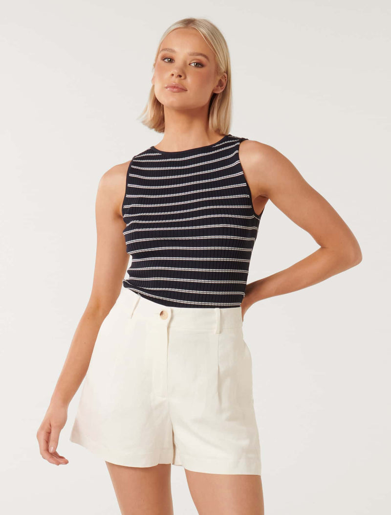 Millie Stripe Boatneck Tank Top Forever New