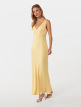 Cameron V Neck Satin Maxi Dress Forever New