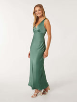 Cameron V Neck Satin Maxi Dress Forever New