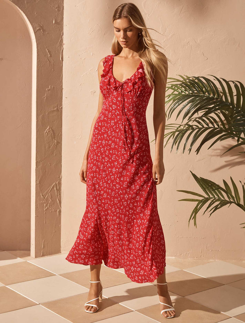 Alora Ruffle Neck Midi Dress Forever New