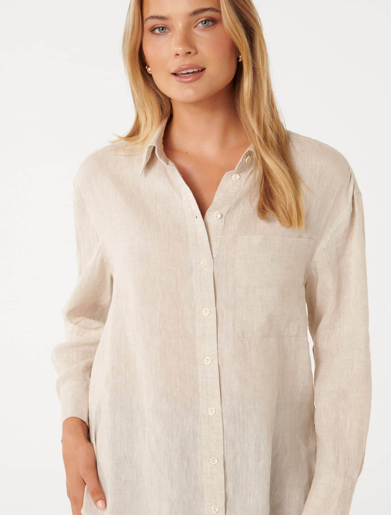 Willa Washed Linen Blend Shirt Forever New