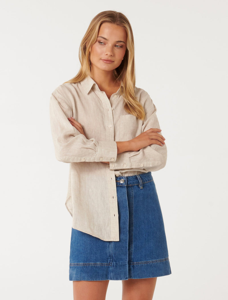 Willa Washed Linen Blend Shirt Forever New