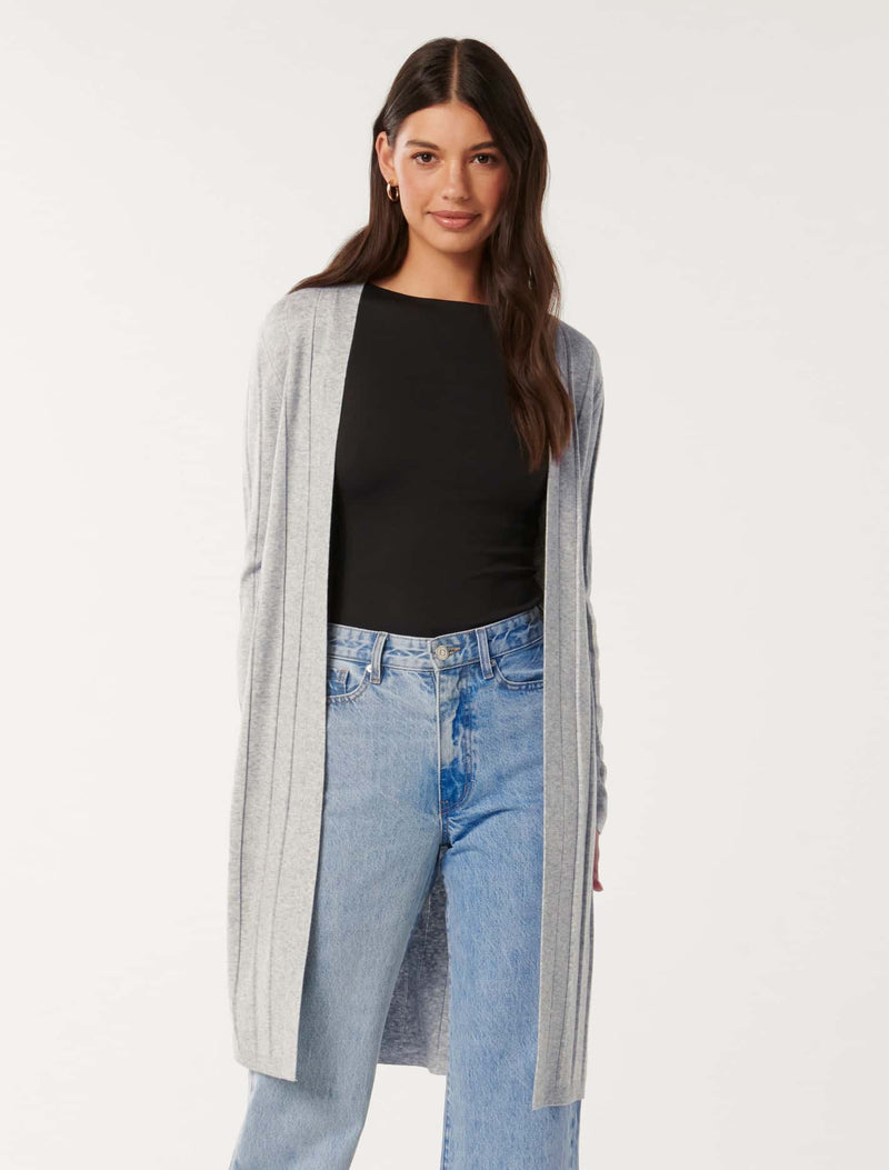 Daphne Long Line Ribbed Cardigan Forever New