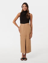Ronnie Petite Linen Cargo Midi Skirt Forever New