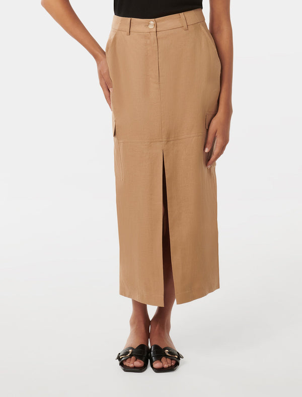 Ronnie Petite Linen Cargo Midi Skirt Forever New
