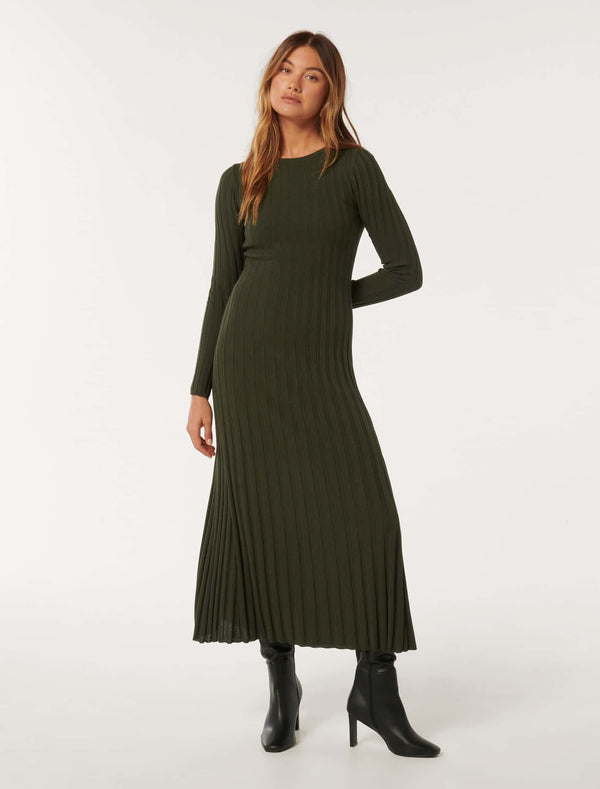 Lyla Crew Neck Detail Knit Dress Forever New