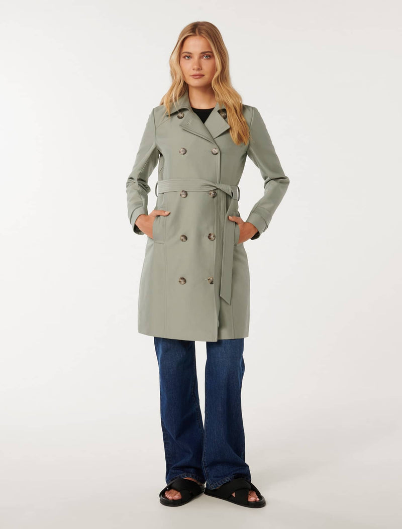 Alicia Short Trench Coat Eucalyptus | Forever New