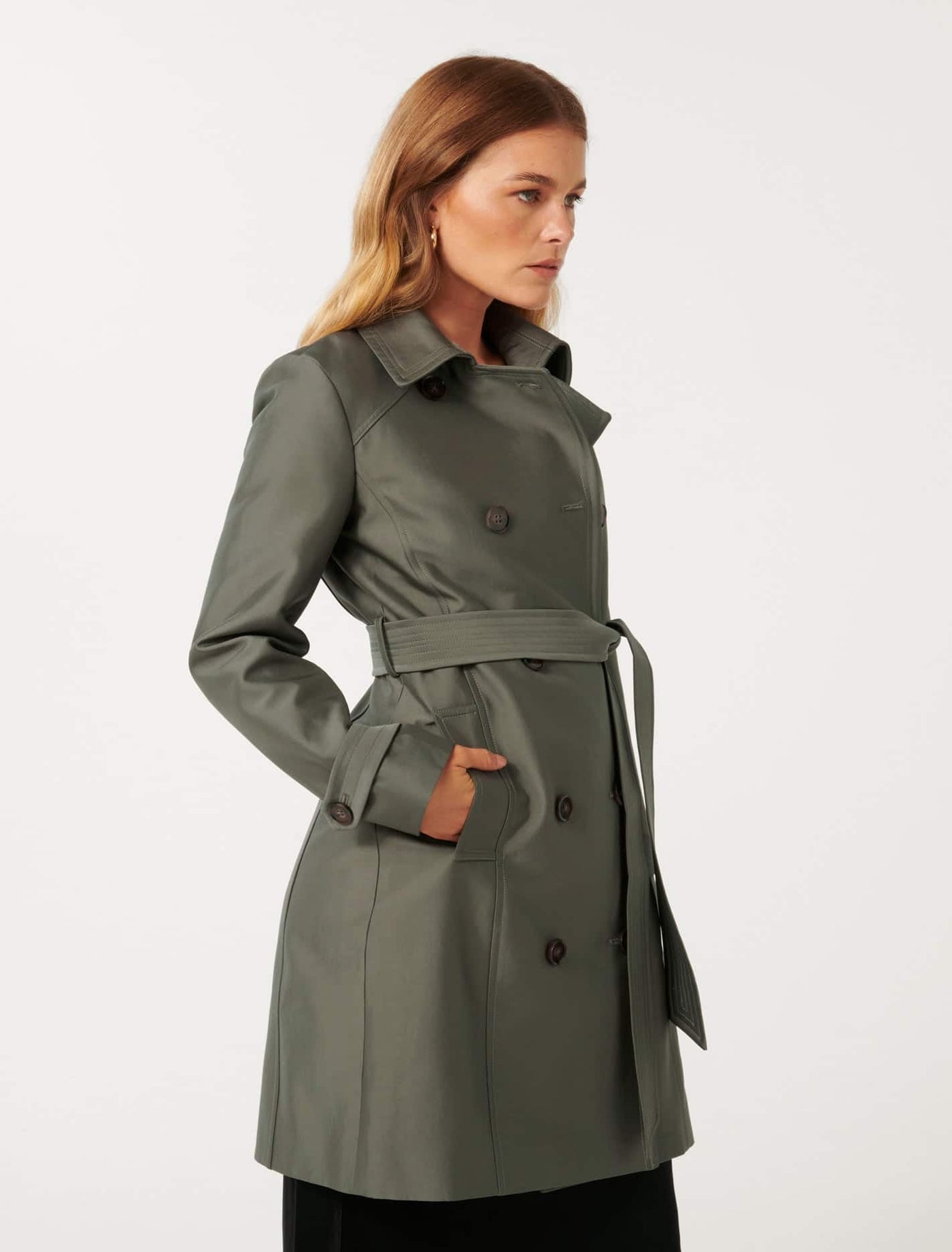 希少 美品 OVERCOAT Short Sleeve Top Green Women's Short Trench Coat - A New Day™ Olive XXL: Recycled