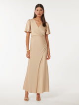 Chelsea Flutter Sleeve Satin Maxi Dress Forever New