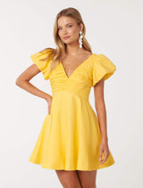 June Ruched V Neck Mini Dress Forever New