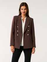 Immie Double Breasted Blazer Espresso Forever New