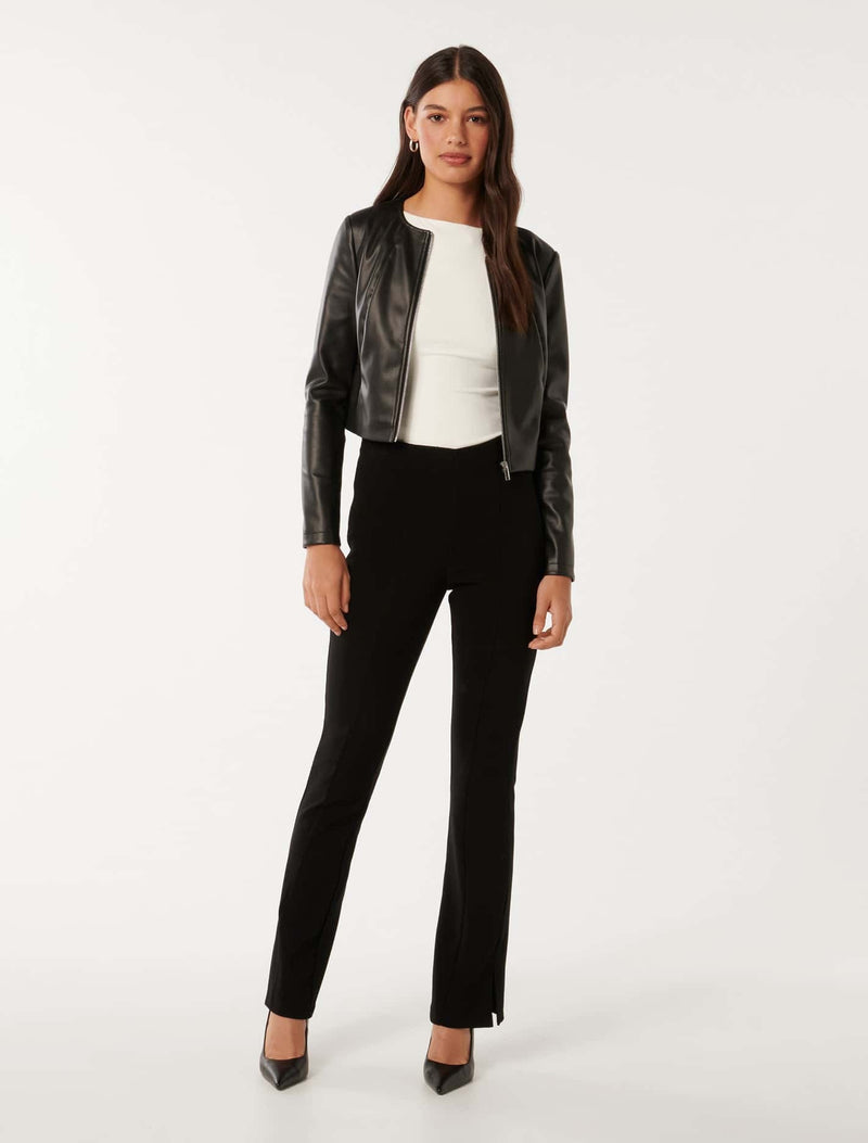 Vikki Collarless Pu Jacket Forever New