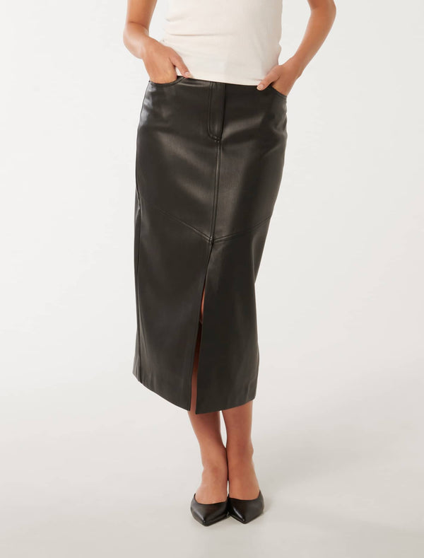 Elodie Vegan Leather Midaxi Skirt Forever New