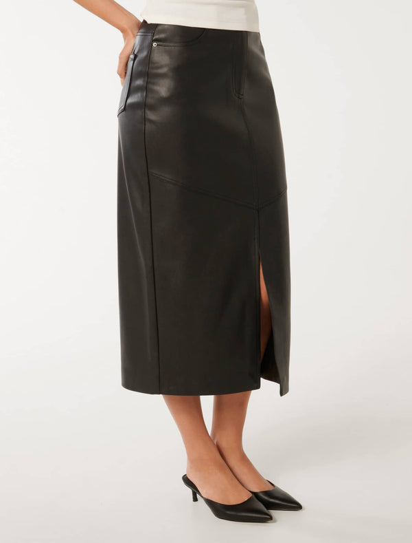 Elodie Vegan Leather Midaxi Skirt Forever New