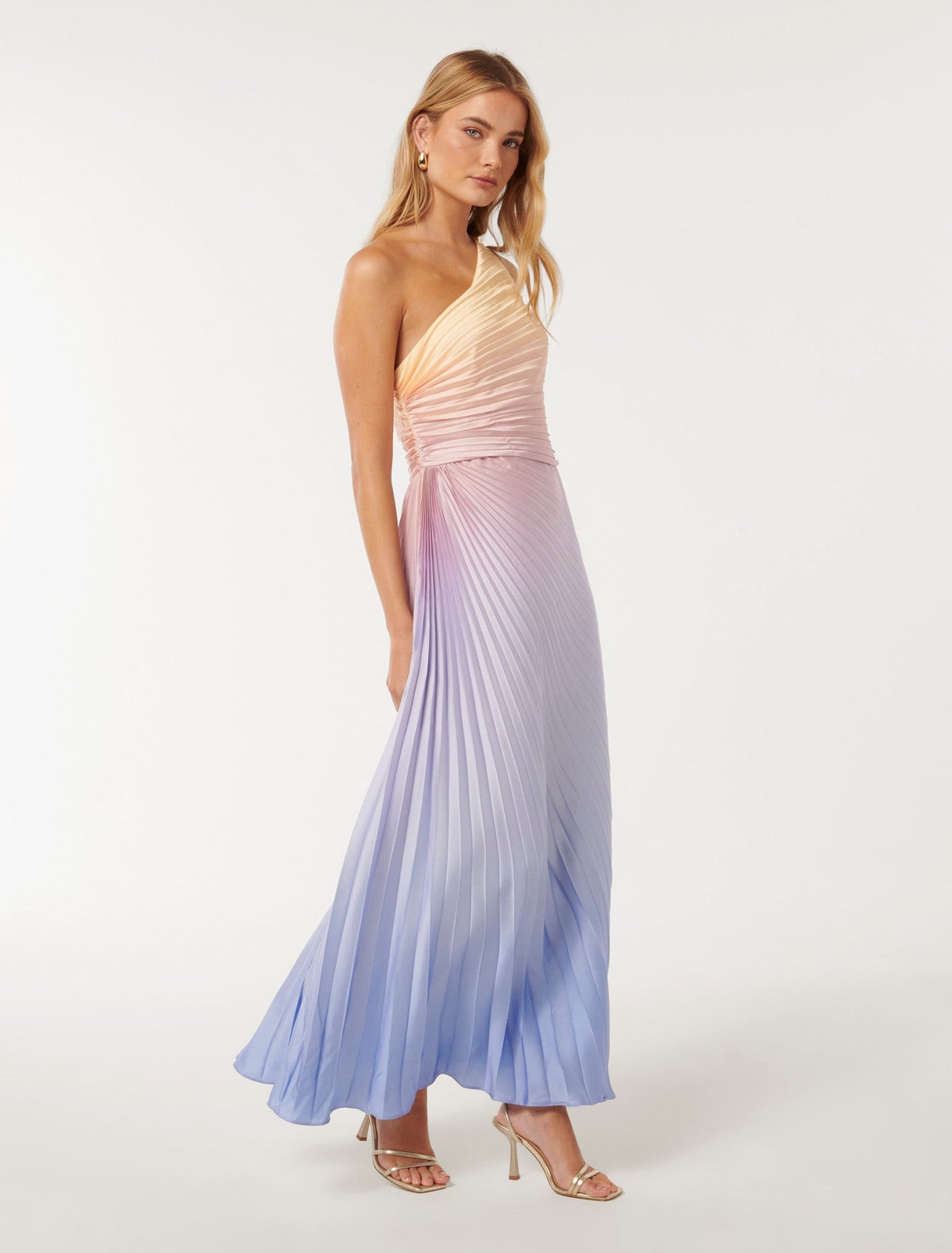 Paula Pleated One Shoulder Maxi Dress Cloud | Forever New