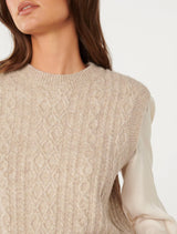 Indie Cable Knit Tabard Sweater Forever New