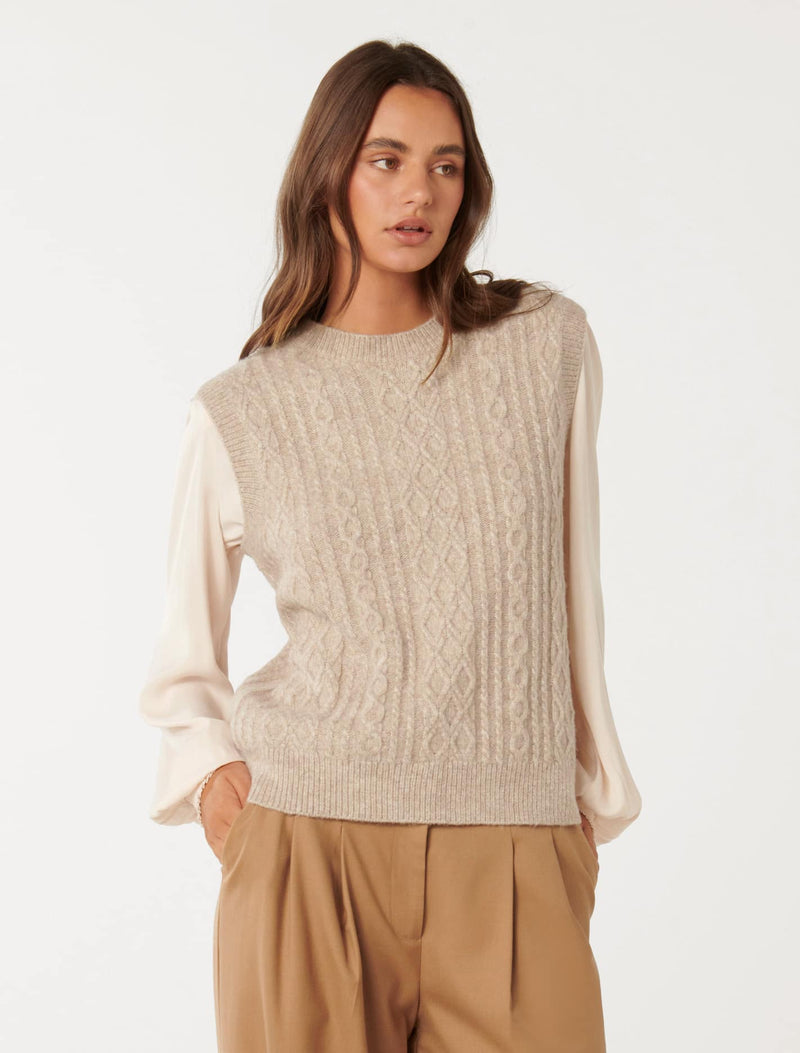 Indie Cable Knit Tabard Sweater Forever New