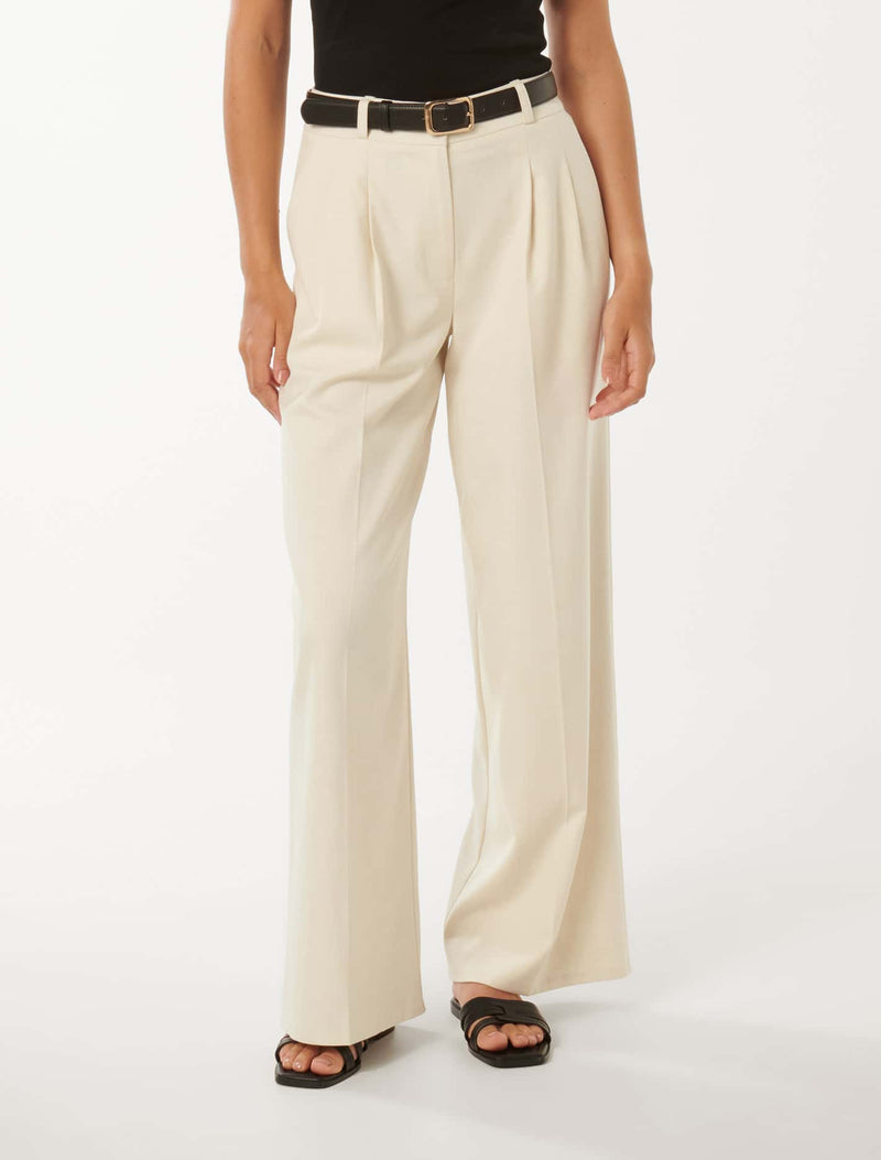 Edweena Belted Wide Leg Pants Coconut Marle | Forever New