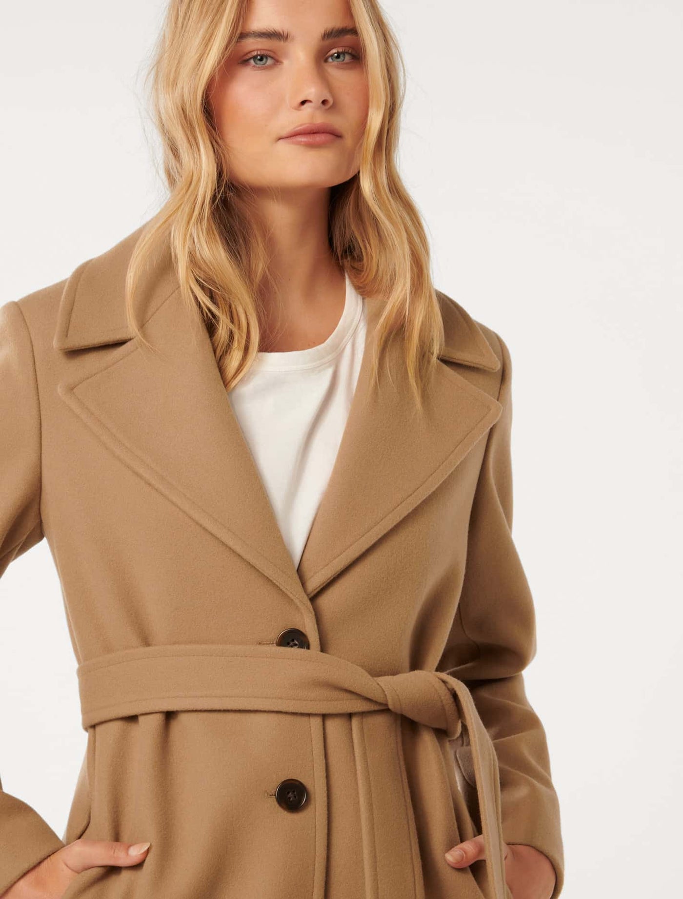 Rowan Single Breasted Wrap Coat Mid Camel | Forever New