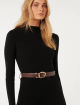 Luisa Fit And Flare Belted Midi Dress Forever New