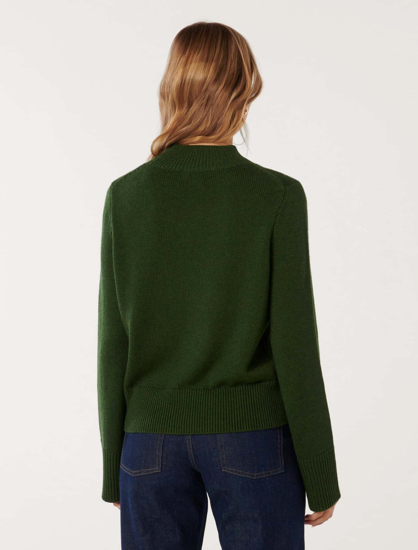 ★2023FW新作★GROVE★POLLEN JUMPER Poppy Stand Neck Jumper Pine Green | Forever New