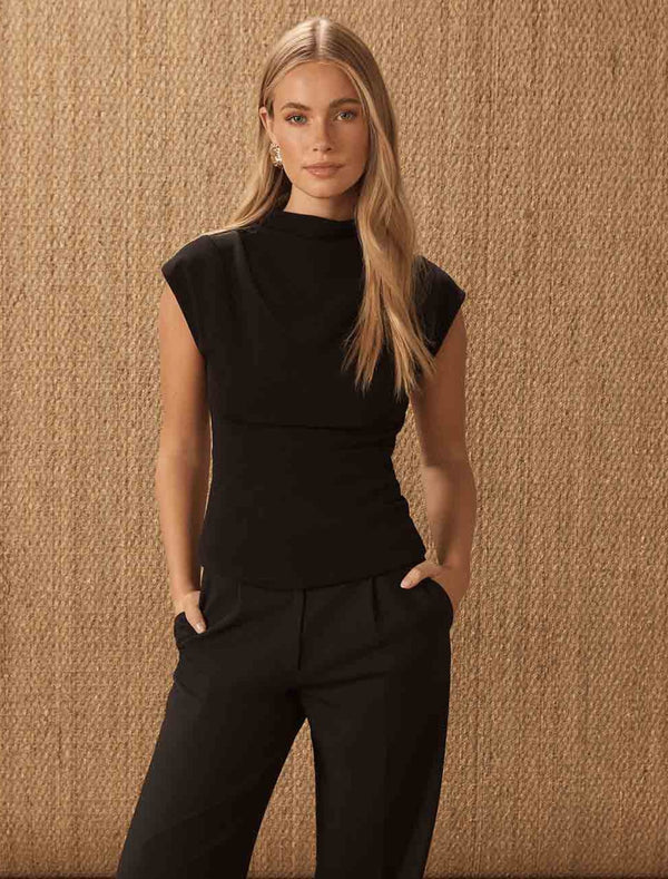Leenah Grown On Neck Crepe Top Forever New